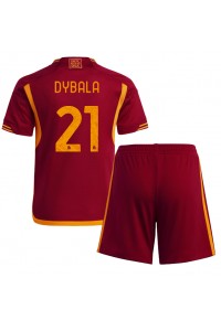 AS Roma Paulo Dybala #21 Jalkapallovaatteet Lasten Kotipeliasu 2023-24 Lyhythihainen (+ Lyhyet housut)